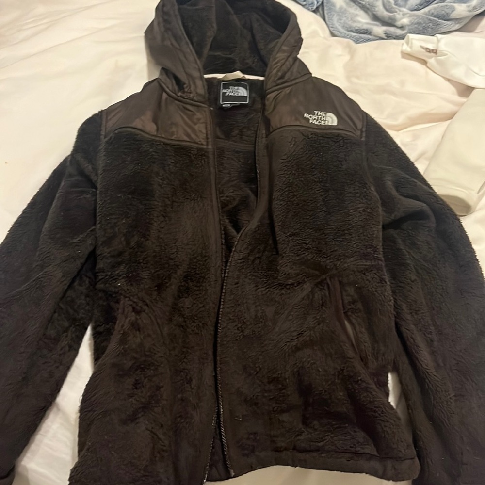 Brown north face zip up jacket